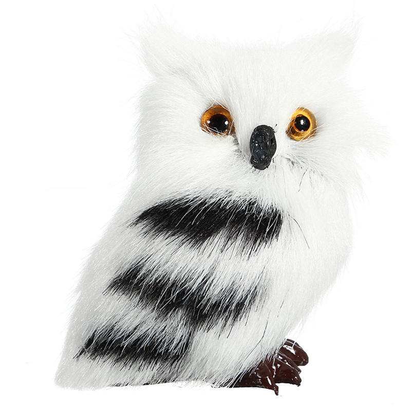 Owl White Black Furry Christmas Ornament Decoration Adornment Simulation H2.75