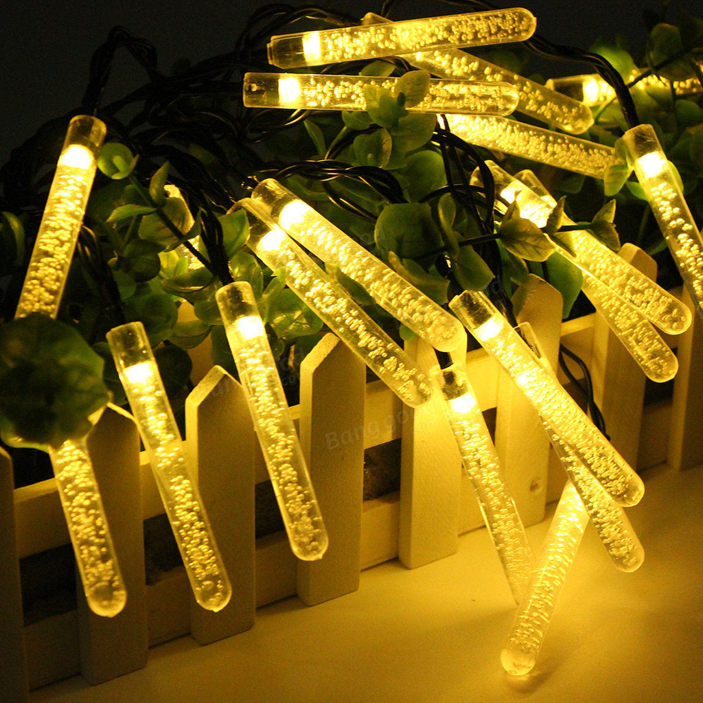 4.8M 20 LED Bubble Icicle Fairy String Light Solar Power Christmas Party Lamp