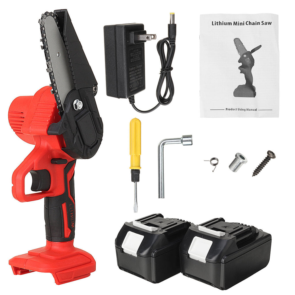 21V 4/6 Inch Cordless Electric Chain Saw One-Hand Saw Mini Portable Woodworking Wood Cutter