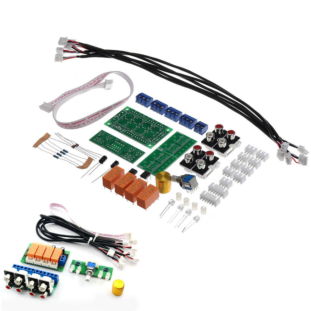 DIY Relay 4-way Audio Input Signal Selector Switching Kit RCA Audio Input Selection Board of Rotary Switching for Amplifier