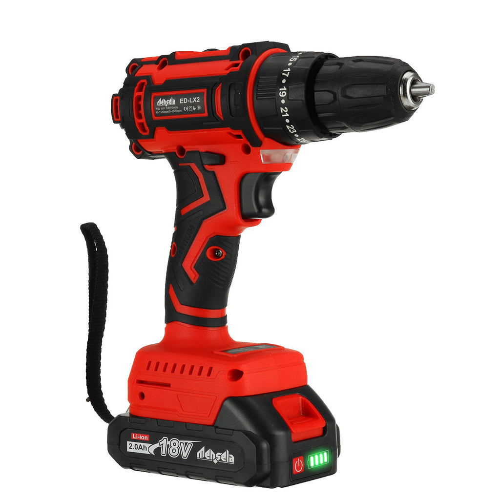 18V Cordless Brushless Impact Drill Driver Electric Hammer Drill Screwdriver 25+3 Gear Torque