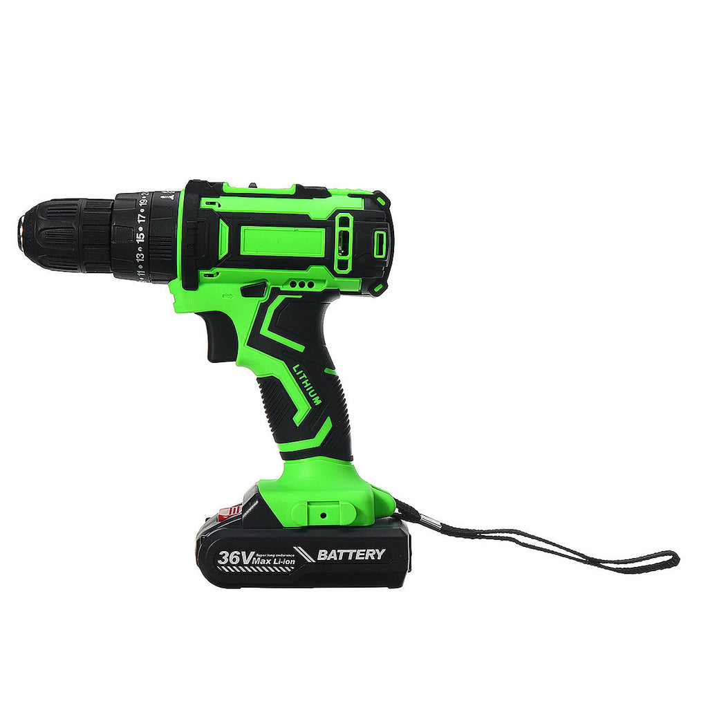 36V Electric Hand Drill Driver 25+3 Torque Setting Power Drilling DIY Work W/ 1 Or 2 Li-ion battery