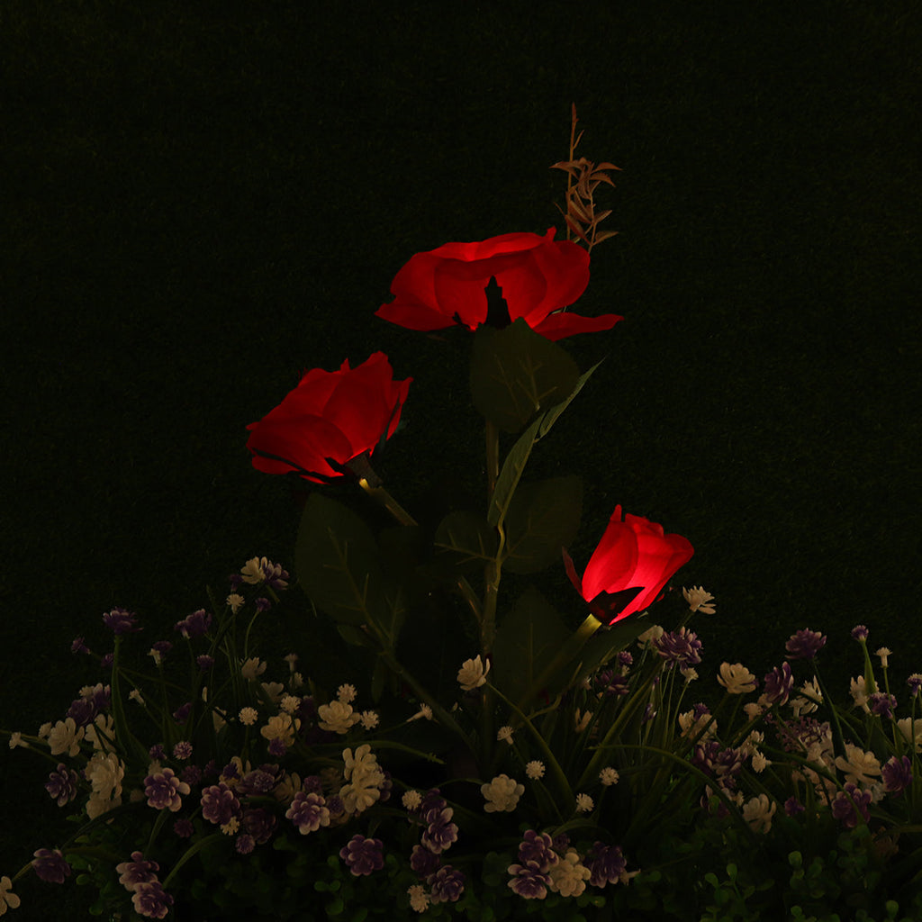 LED Solar Rose Flower Lawn Light Outdoor Garden Stake Lamp Landscape Path Yard Lamp Decor