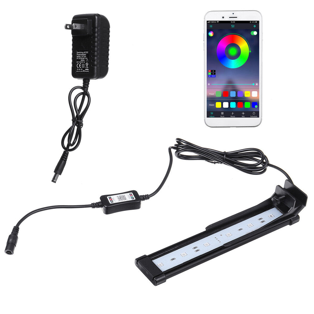 22CM Bluetooth APP Controlled Aquarium Cover Lighting Color Change Dimmable LED Light Bar Suitable for Aquarium/Fish Tank