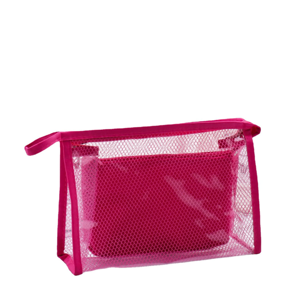 Waterproof PVC Cosmetic Bags Two-piece Suit Net Travel Makeup Transparent Bag