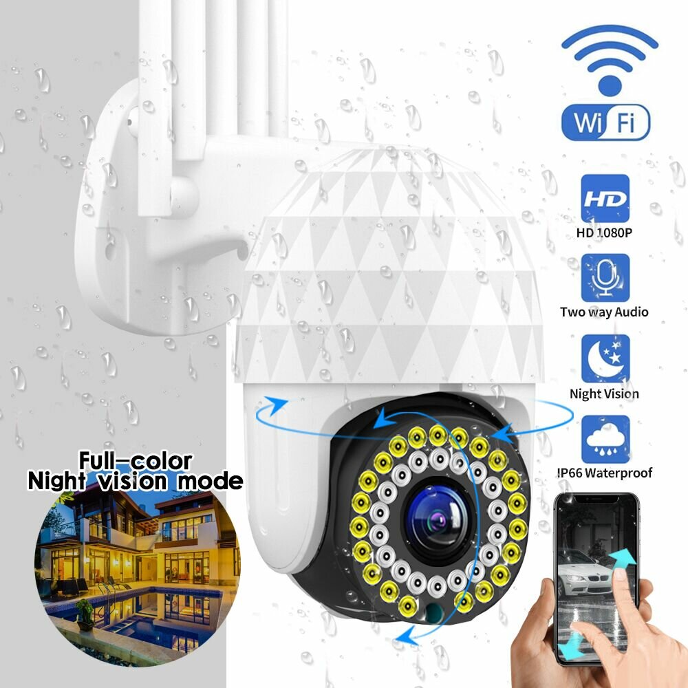 1080P 39 LED Outdoor PTZ IP Camera Two Way Audio Wifi Camera Auto Waterproof Night Vision CCTV Video Surveillance