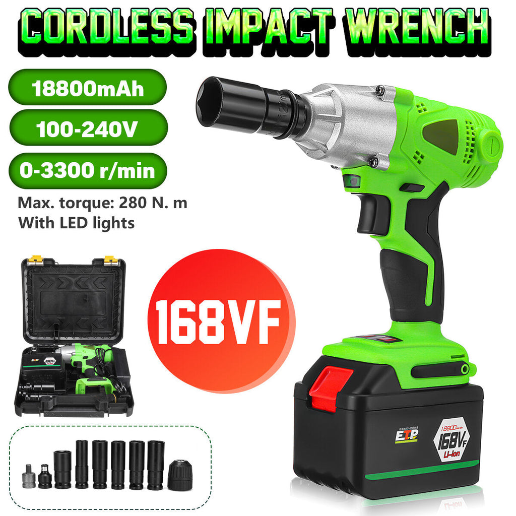 98VF/128VF/168VF/188VF Adjustable Cordless Brushless Electric Impact Wrench Screwdriver Drill LED Light