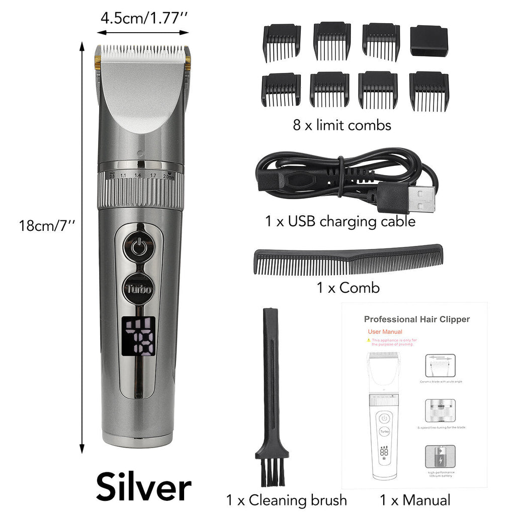 Electric Hair Clipper Set LCD Digital Display Electric Shaver Powerful Mute 3-gear Electric Hair Clipper