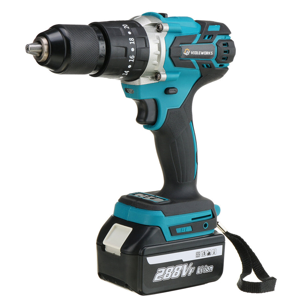 3 In 1 Cordless Electric Impact Drill Driver Brushless Driver Drill Hammer with EU Plug LED Working Light