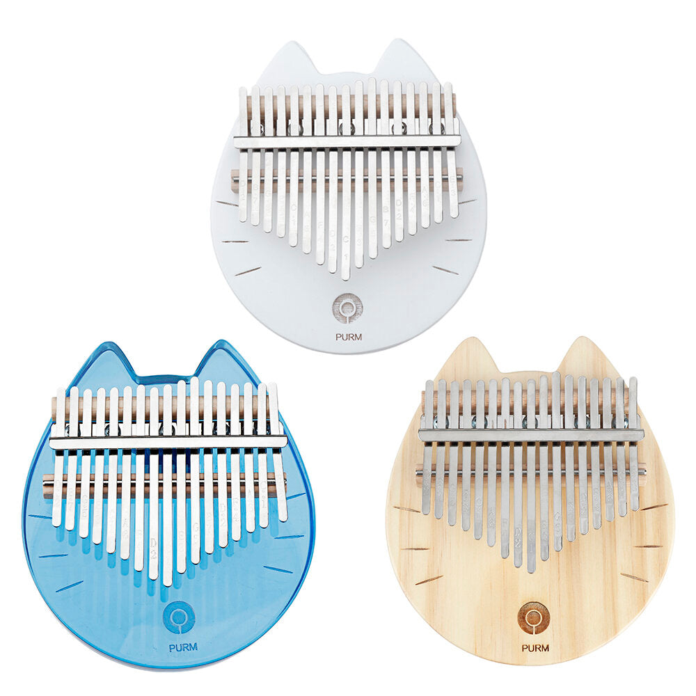 17 Keys Kalimba Crystal Thumb Piano Clear Acrylic Finger Percussion Mbira Keyboard Instrument with Tuner Hammer and Gig Bag