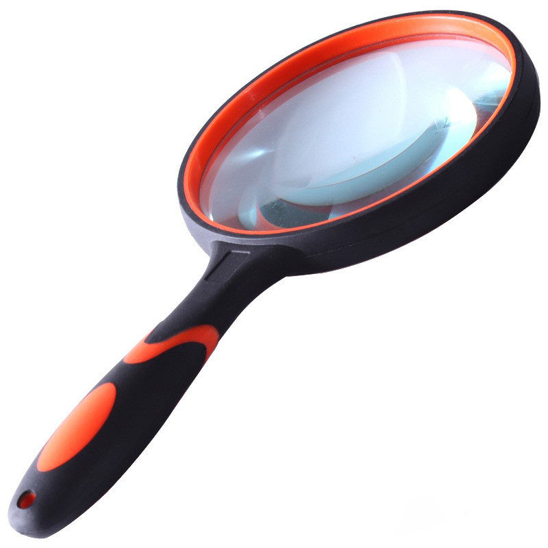 1pc 100mm 10X Shatterproof Handheld Magnifier With Non-Slip Rubber Handle