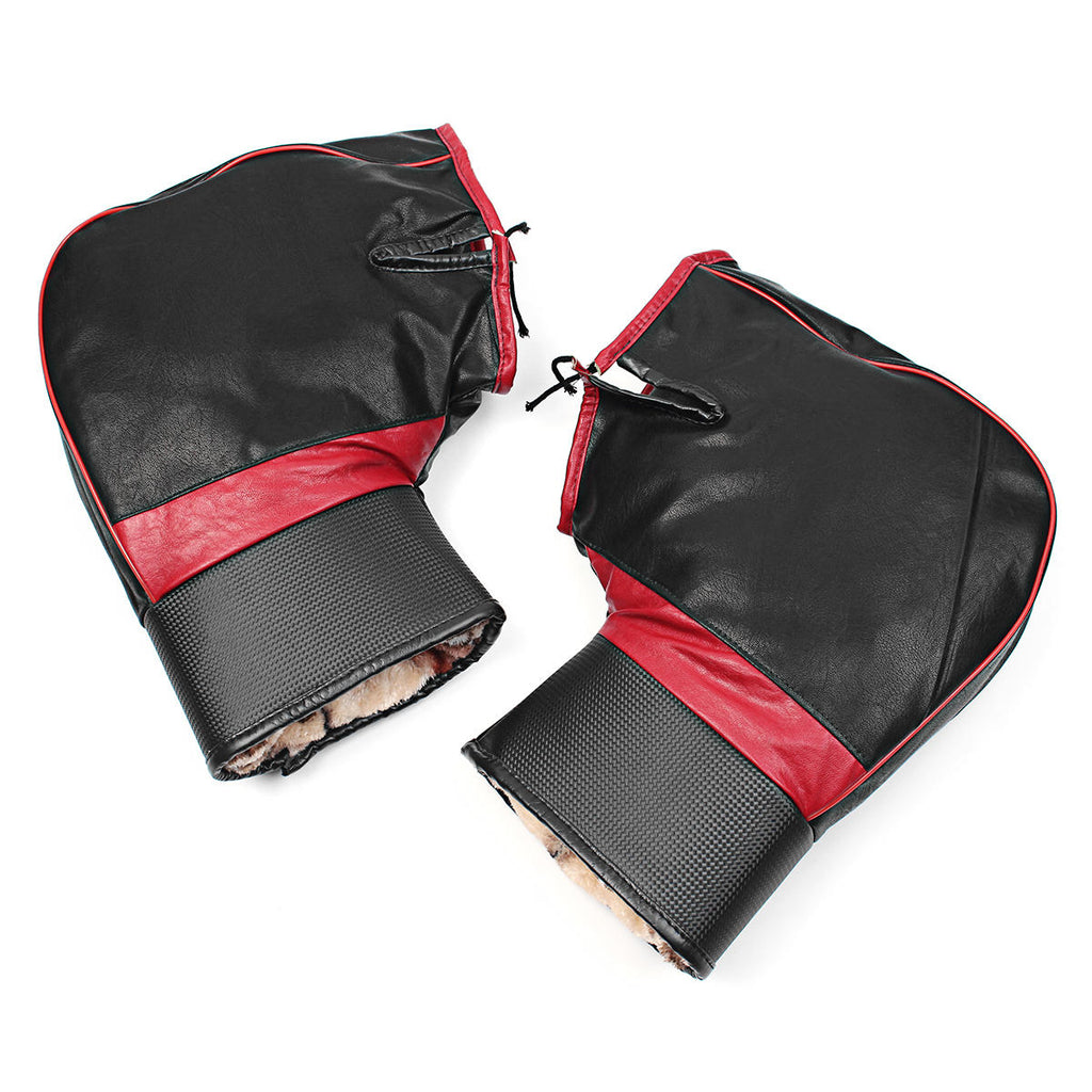 Leather Warm Covers Motorcycle Handlebar Muffs Snowmobile Waterproof Winter Hand Gloves