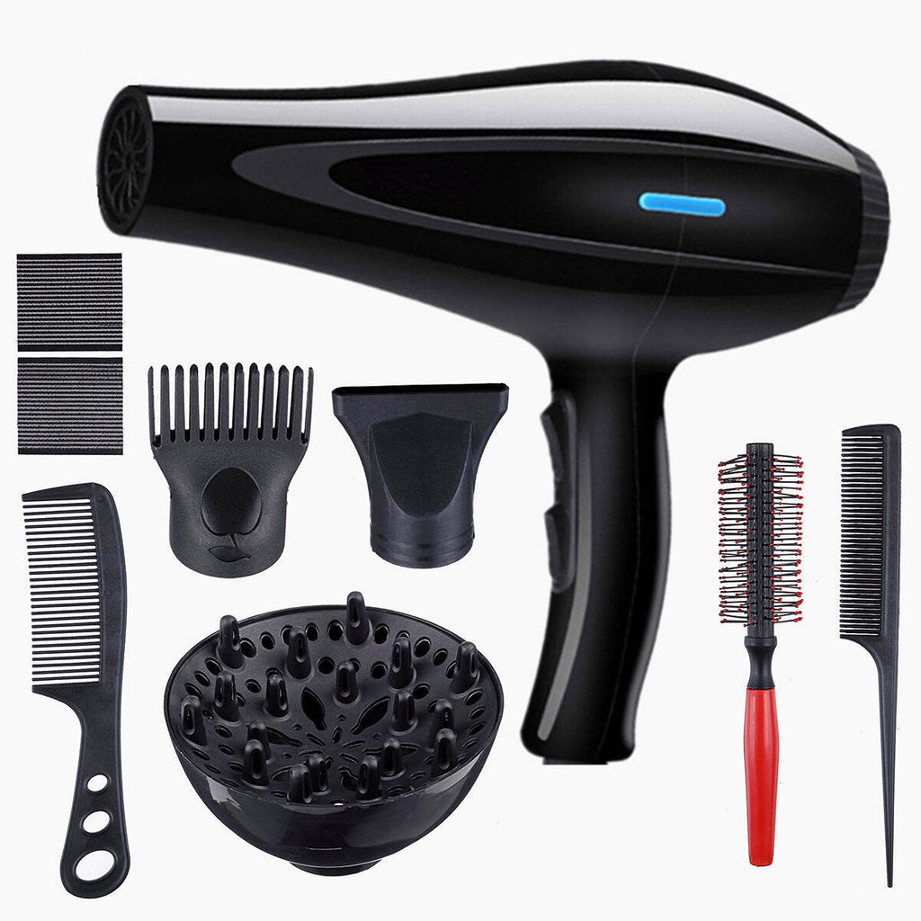 2000W Powerful High Concentration Ion Hair Dryer Heat Tool Dryer 3 Heat Settings 2 Speed with 8pcs Accessories