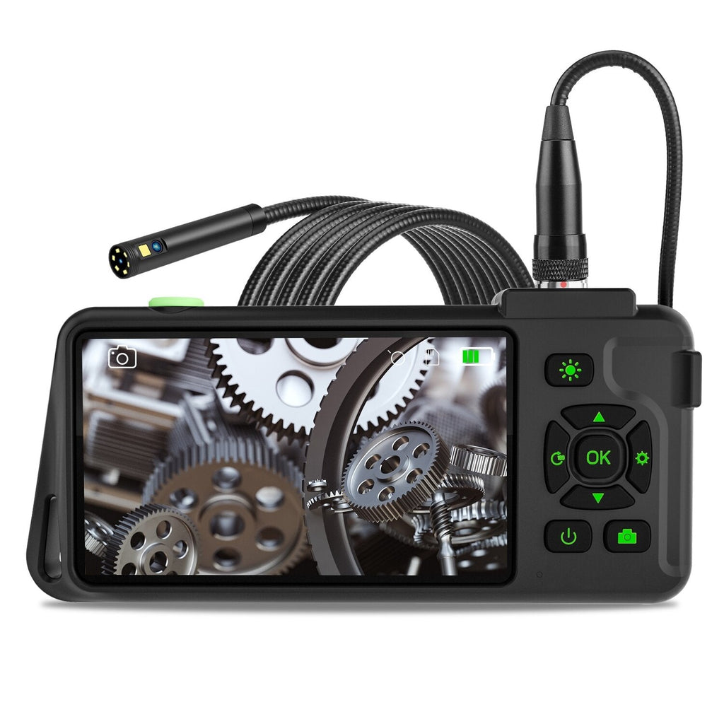 7.9mm Dual Lens 4.5-inch IPS Color Screen Industrial Borescope Waterproof Inspection Camera 3.5/5/10M Rigid Cable