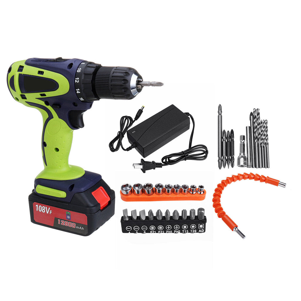 108VF 12800mAh Dual Speed Cordless Drill Multifunctional High Power Household Electric Drills