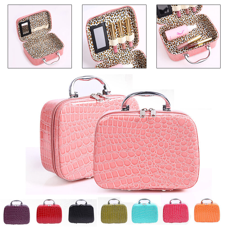 Stone Pattern Crocodile Pattern Large Capacity Portable Cosmetic Bag