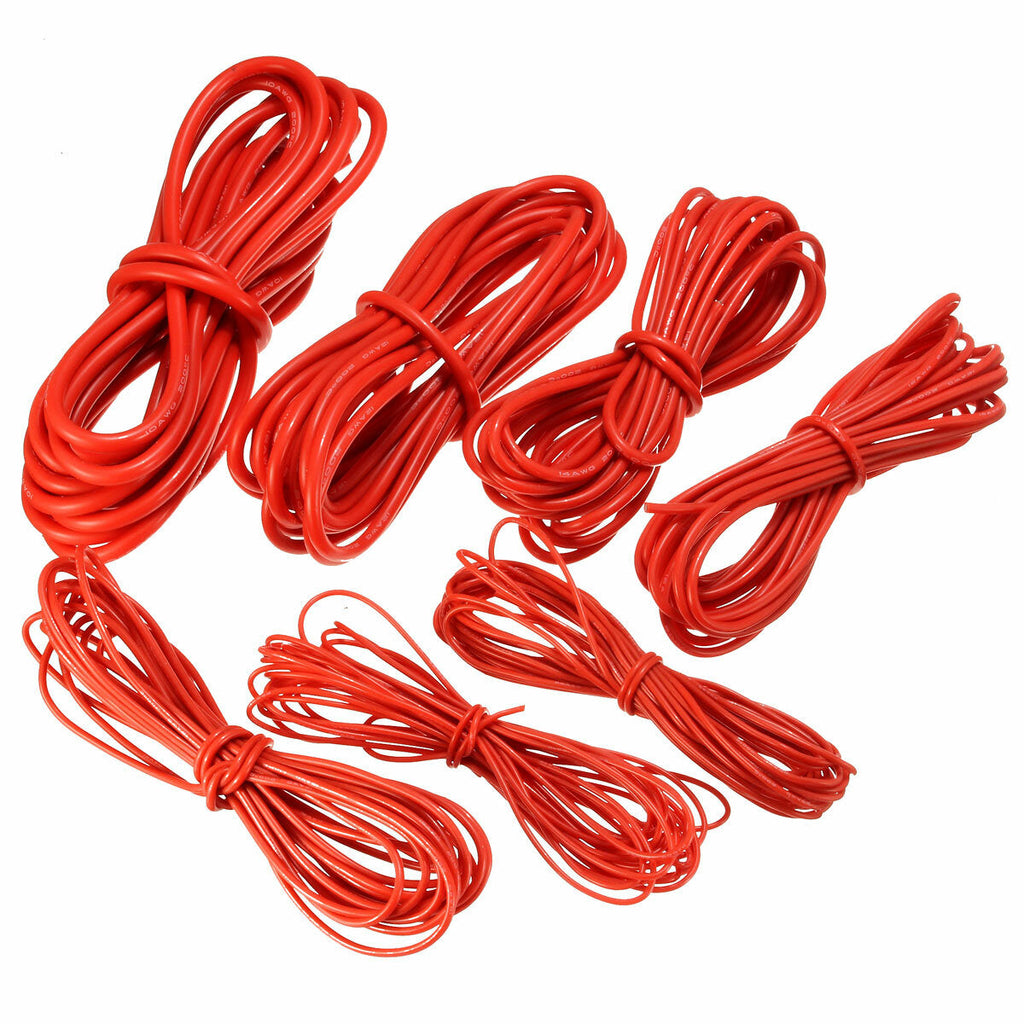 5 Meter Red Silicone Wire Cable 10/12/14/16/18/20/22AWG Flexible Cable