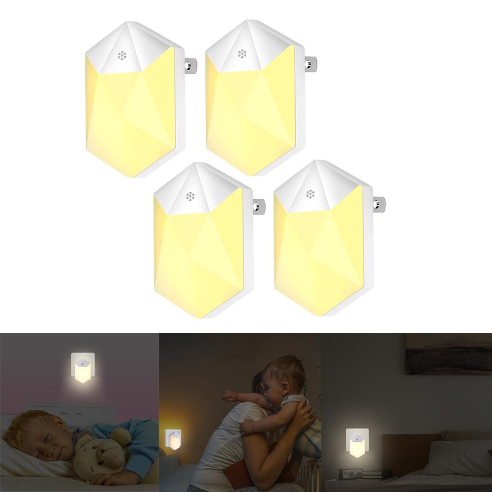 0.5W Light Sensor Plug-in LED Night Wall Lamp For Baby Kid Bedroom Home AC100-240V