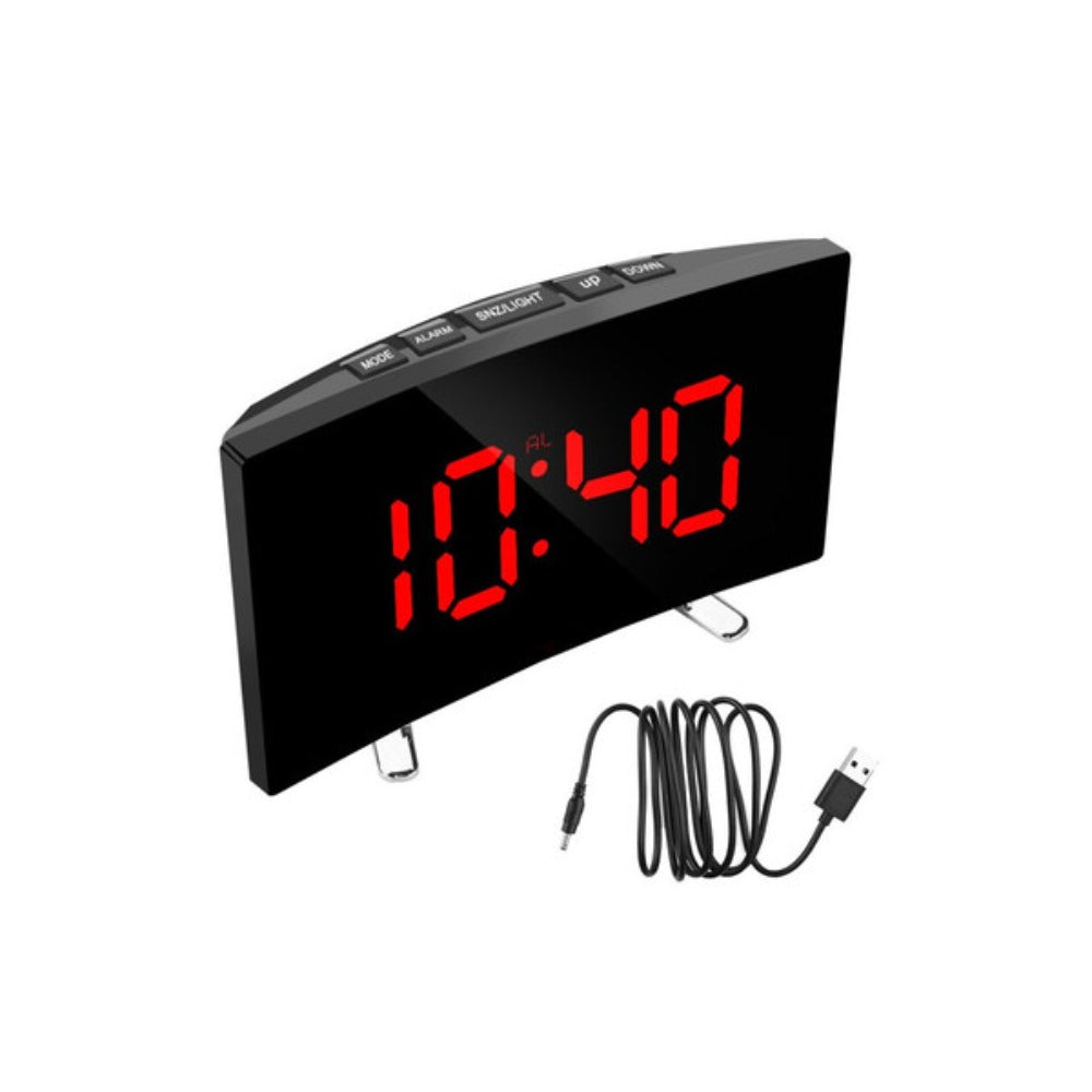 LED Digital Alarm Clock with Mirror, USB Charging, Adjustable Brightness, 10 Music Options, and Memory Function