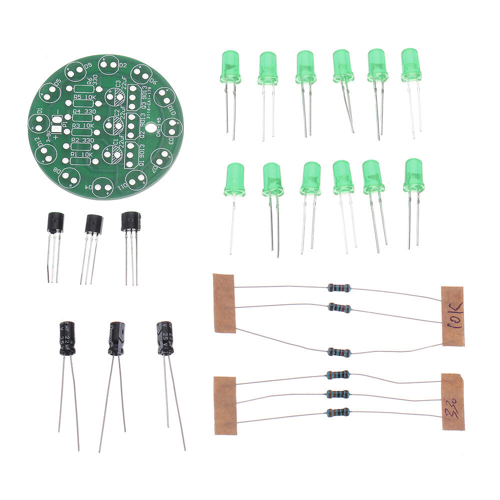 DIY LED Round Flash Electronic Production Kit Component Soldering Training Practice Board