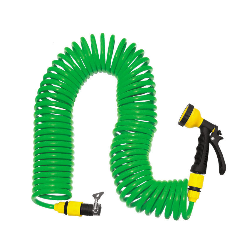 Coiled Wash Down Hose with Nozzle Flexible Portable Expandable Garden Water Hose With Nozzle