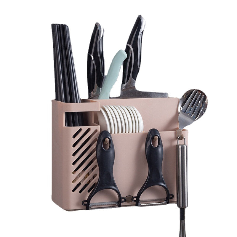 Creative Multifunction Kitchen Storage Organization Drain Chopstick Cage Wall Mounted Spoon Fork Racks Holder