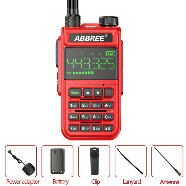 Full Bands Walkie Talkie 128 Channels LCD Color Screen Two Way Radio Air Band DTMF SOS Emergency Function