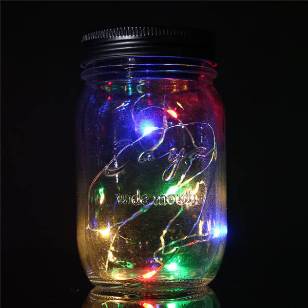 Christmas light Solar Power Hanging Glass Jar Lamp 8 LED Beads Garden Courtyard Landscape Decor Light