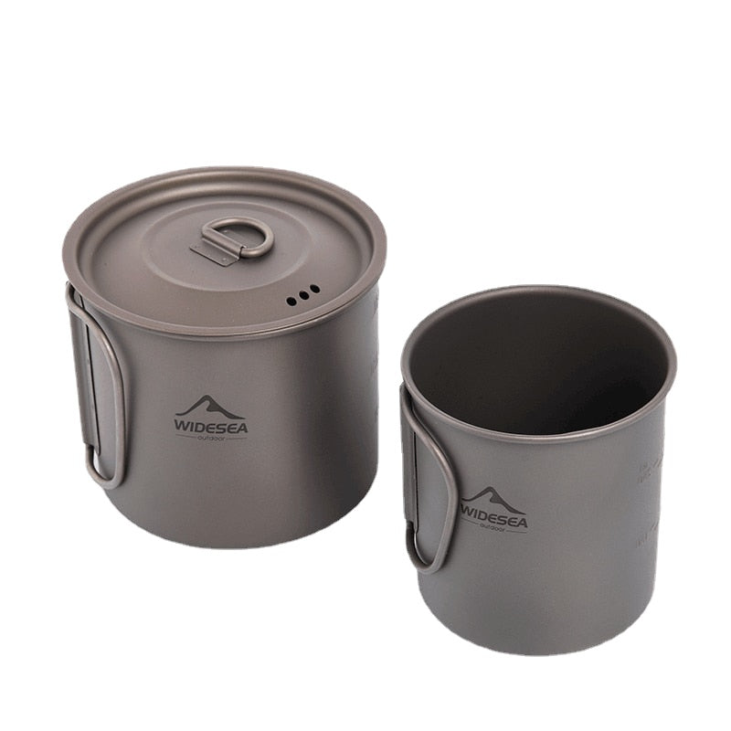 Camping Mug Titanium Cup Tourist Tableware Picnic Utensils Outdoor Kitchen Equipment Travel Cooking set Cookware Hiking