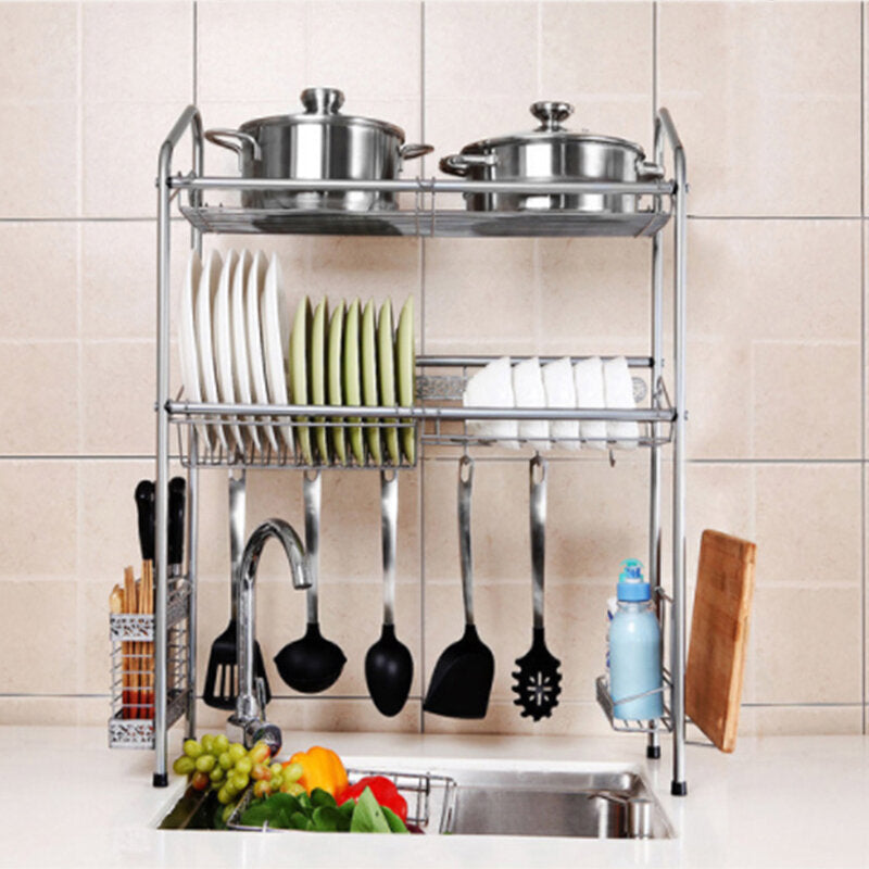 1/2 Layer Stainless Steel Rack Shelf Storage for Kitchen Dishes Arrangement