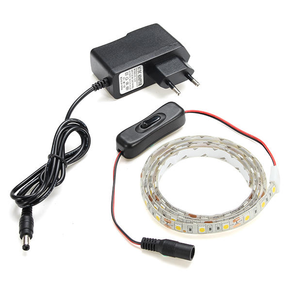 1M Flexible Waterproof 60 LED SMD5050 Strip Light Set with Switch and DC12V Power Adapter