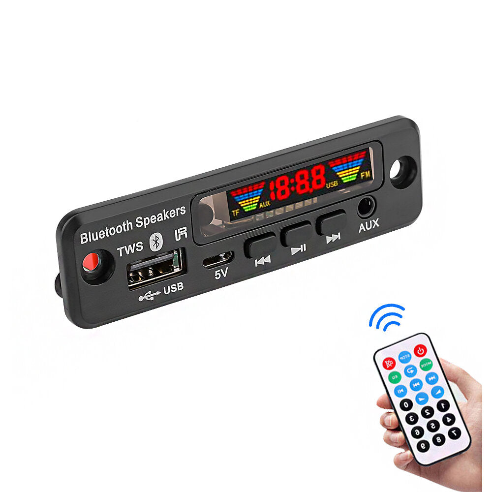 5V Bluetooth 5.0 MP3 Decoder LED Spectrum Display APE Lossless Decoding TWS Support FM USB AUX EQ Car Accessories