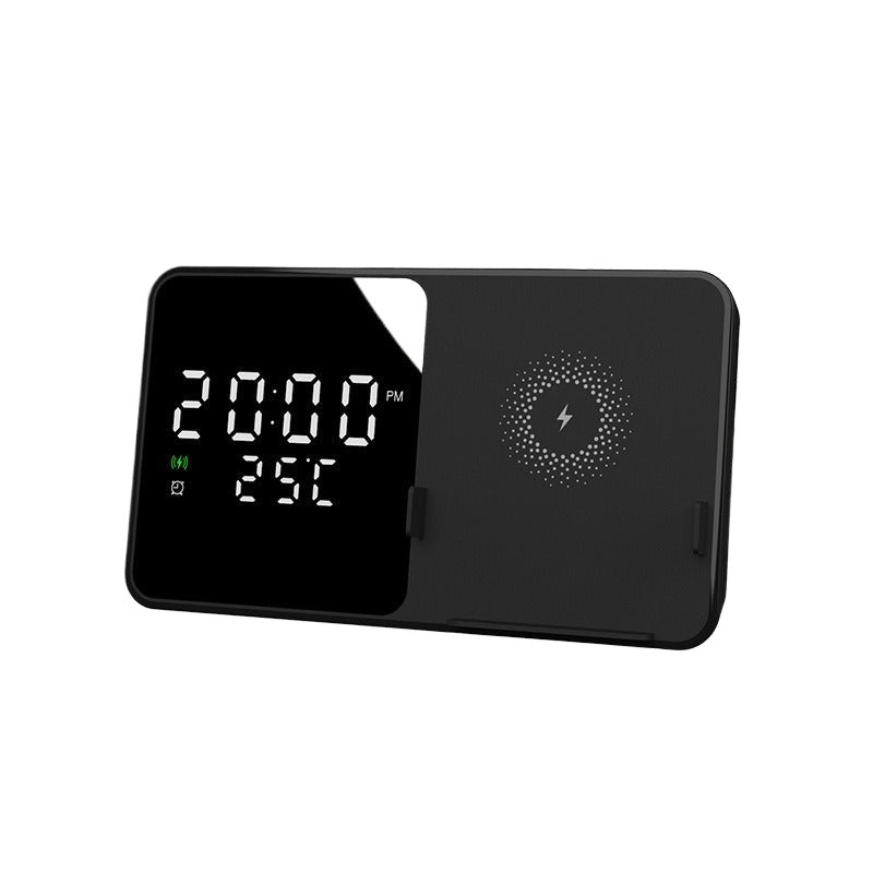 15W Wireless Charger & Alarm Clock for iPhone 15, Samsung Z Flip4 - Fast Qi Charging, Temp Display