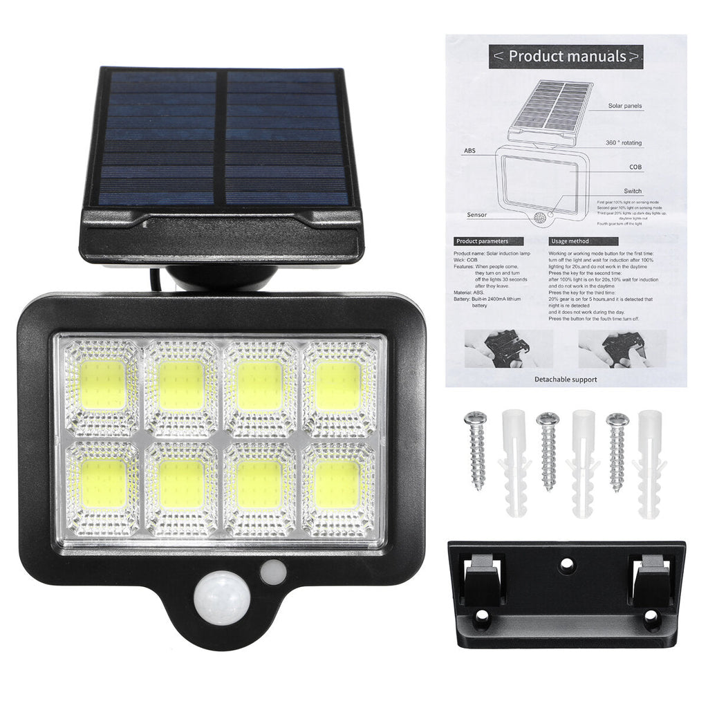 66LED/66COB/120COB/128COB/140COB LED Solar Power PIR Motion Sensor Wall Light 3 Modes Outdoor Waterproof Garden Lamp