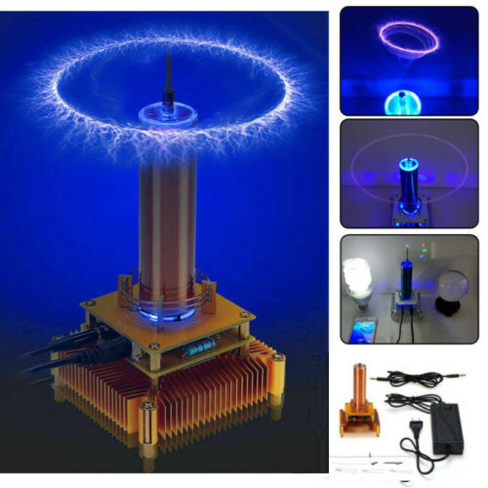 Music Tesla Coil Gold Base Plasma Speaker Wireless Transmission Sound Solid Power Model DIY Kit