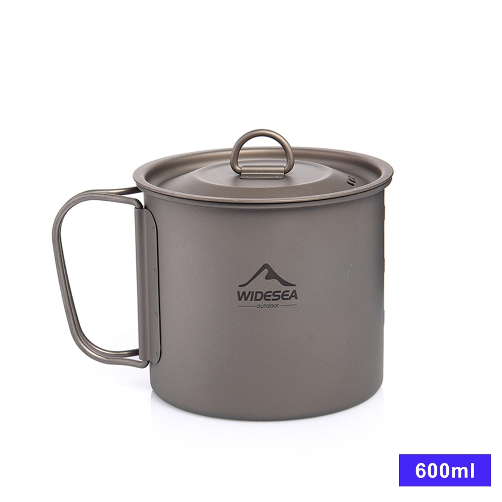 Camping Mug Titanium Cup Tourist Tableware Picnic Utensils Outdoor Kitchen Equipment Travel Cooking set Cookware Hiking