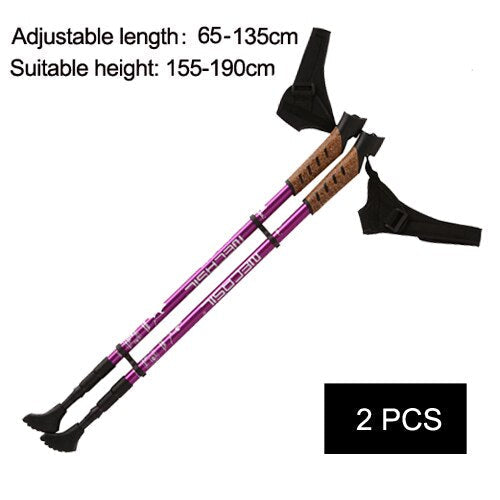 Hiking Walking Sticks Anti Shock Trekking Poles Nordic Walking Cane Aluminum Telescopic Camping Hiking Poles Crutches