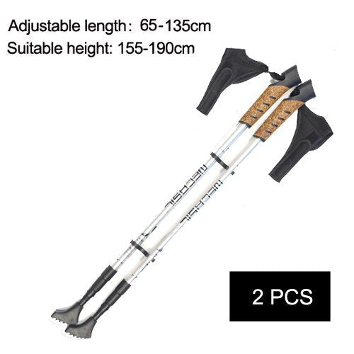 Hiking Walking Sticks Anti Shock Trekking Poles Nordic Walking Cane Aluminum Telescopic Camping Hiking Poles Crutches