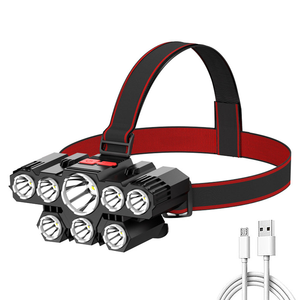 8LED Headlamp 1200mAh Usb Rechargeable Built-in Battery Strong Headlight Outdoor Hiking Camping Running Work Lamp