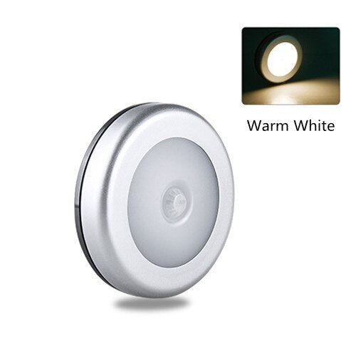 PIR Motion Round Sensor Cabinet Light Auto Smart Night Lamp LED Light For Home Bedroom Wall Closet Kitchen Wardrobe Light