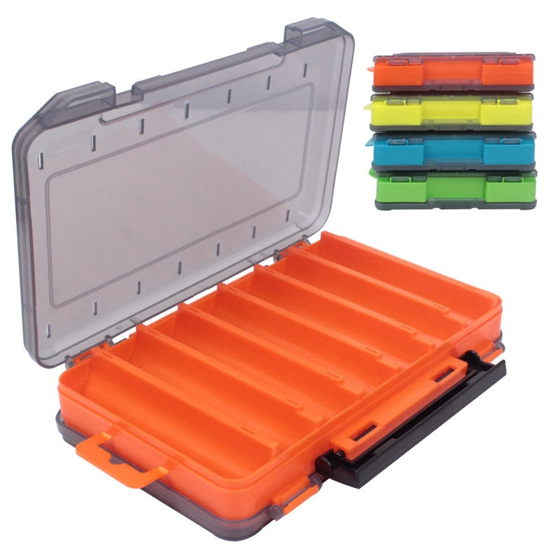 14 Compartments Fishing Lure Boxes Bait Storage Box Fishing Tackle Box Plastic Waterproof Double Sided Open Fly Fishing Tool Box