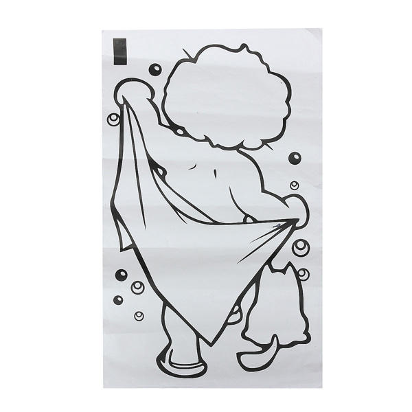 Cute Baby Shower Pattern Sticker Bathroom Glass Door Wall Decoration