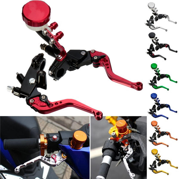 7/8 22mm Motorcycle Front Brake Clutch Master Levers Set Reservoir Cylinder Universal