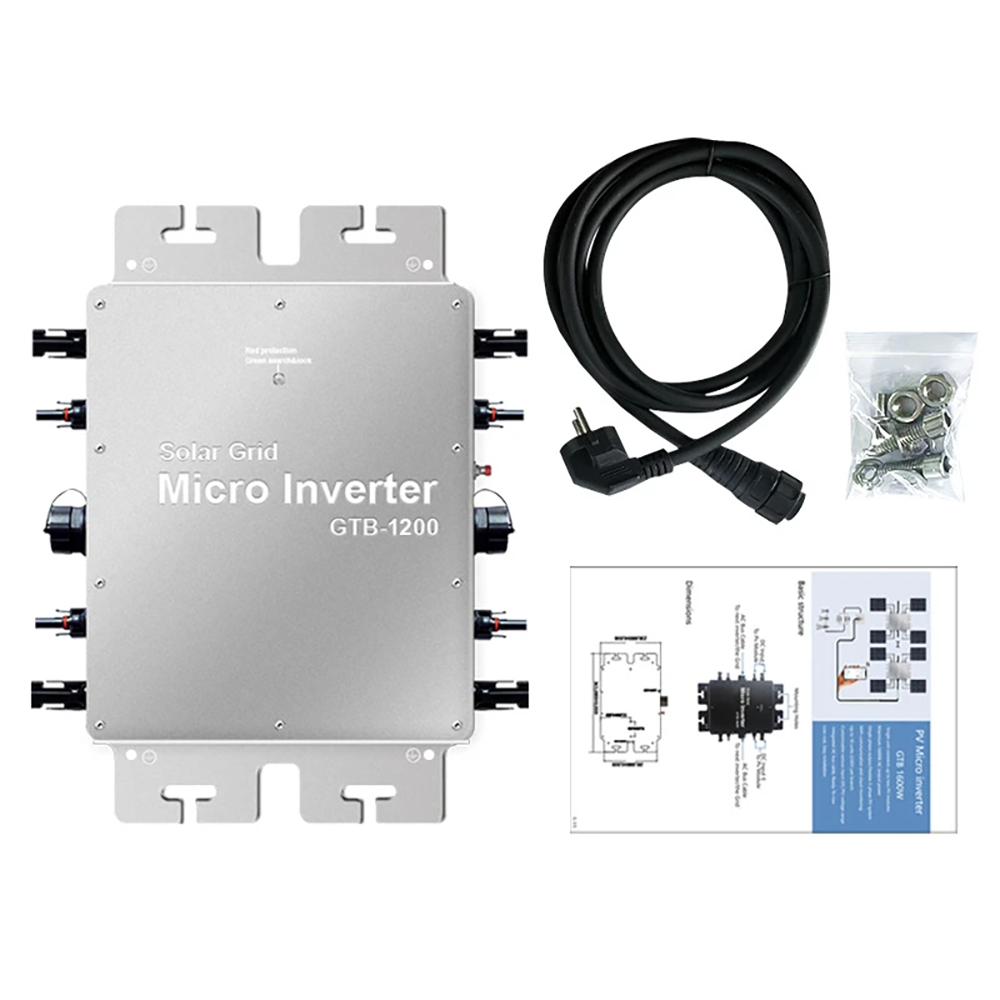 Solar Micro Grid Tie Converter 1600W MPPT Output AC 110V 220V 230V Waterproof IP65 Solar Power Inverter Home Use Silver