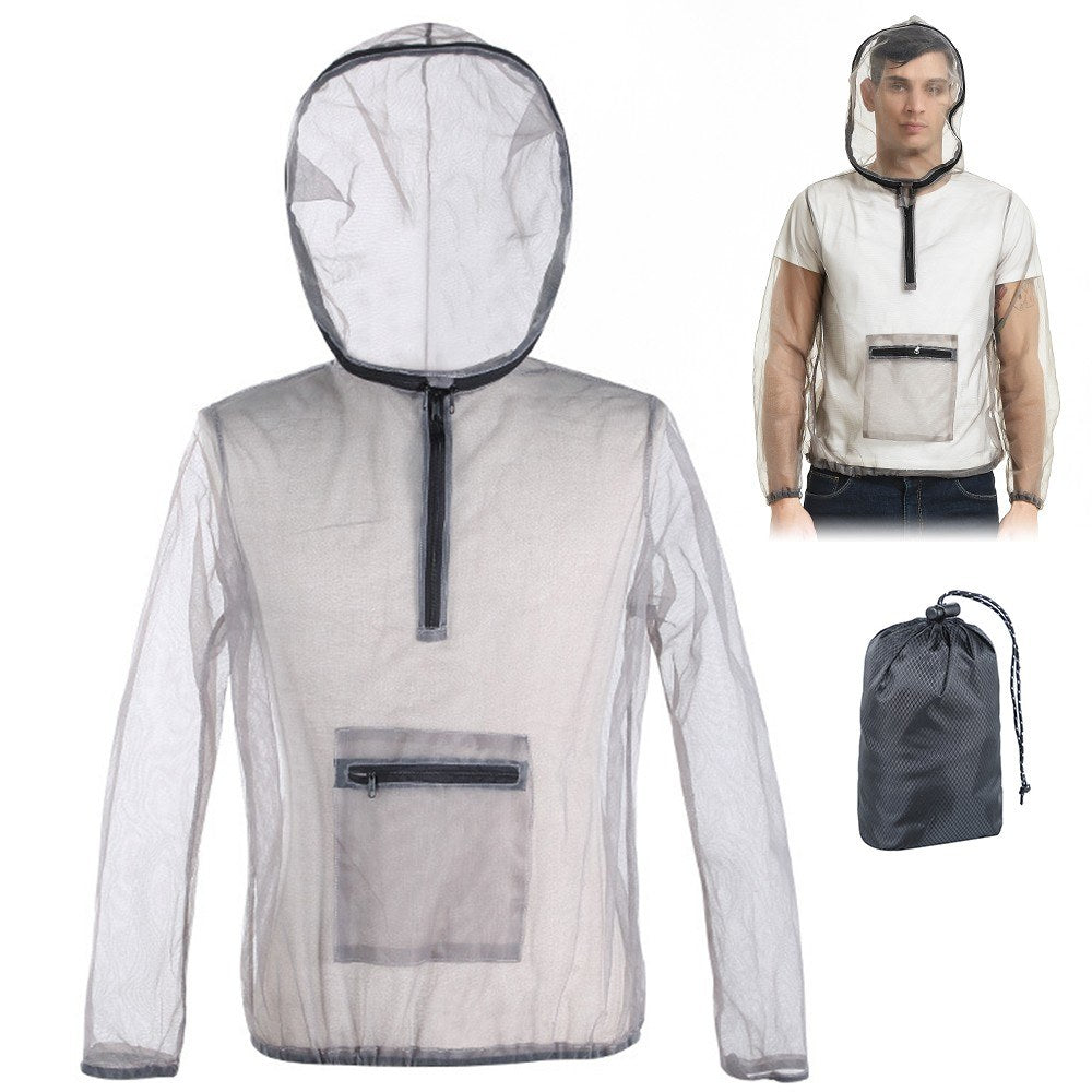 Ultralight Mesh Bug Jacket with Hood - Anti-Mosquito for Camping, Hiking, Fishing, Gardening