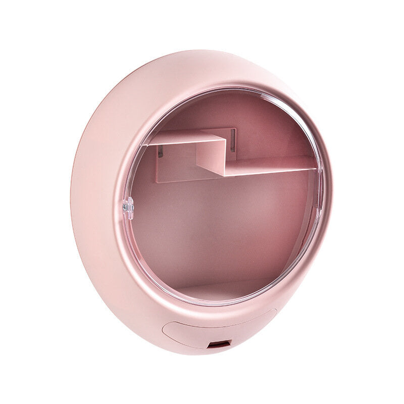 Creative Wall Mounted Cosmetic Storage Box Dust Proof Bathroom Toilet Wall Mounted Free Punch Skin Care Product Rack