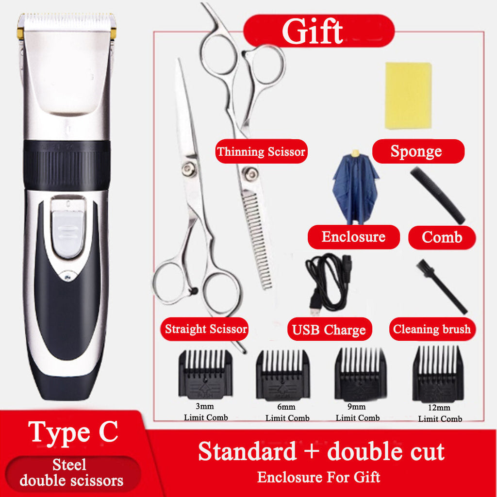 Professional Electric Hair Clippers Set Men's USB Rechargeable Basic Barber Trimmer Shaver