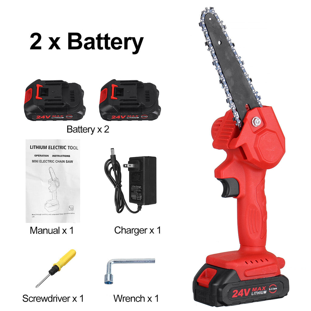 24V Cordless Electric Chain Saws 6Inch Protable Chainsaw For Tree Branch Wood Cutting Tool