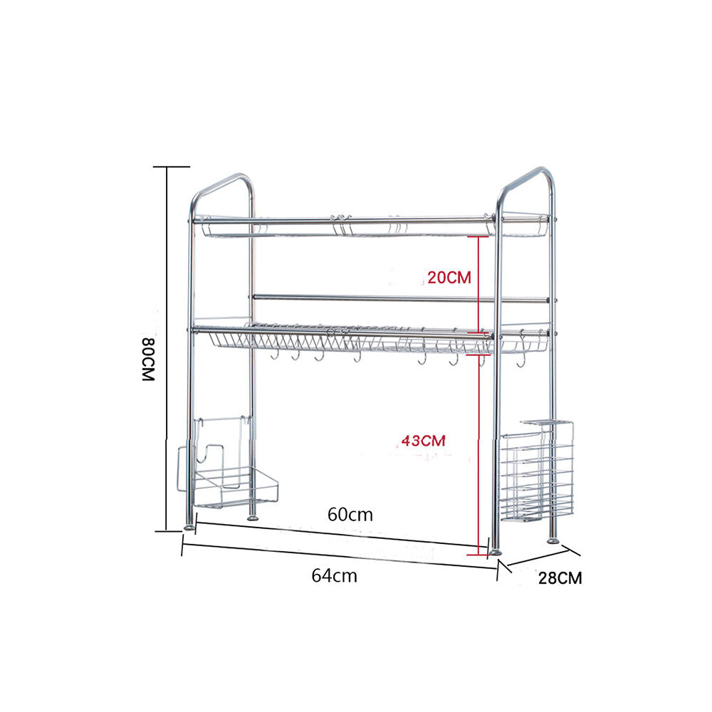 1/2 Layer Tier Stainless Steel Dish Drainer Cutlery Holder Rack Drip Tray Kitchen Tool For Single Sink