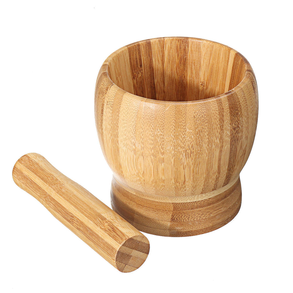 Bamboo Mortar and Pestle Garlic Presser Masher Hand Grinder Crusher for Home Spice Pepper Grinder Masher Mortar Kitchen Supplies